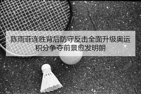 陈雨菲连胜背后防守反击全面升级奥运积分争夺前景愈发明朗